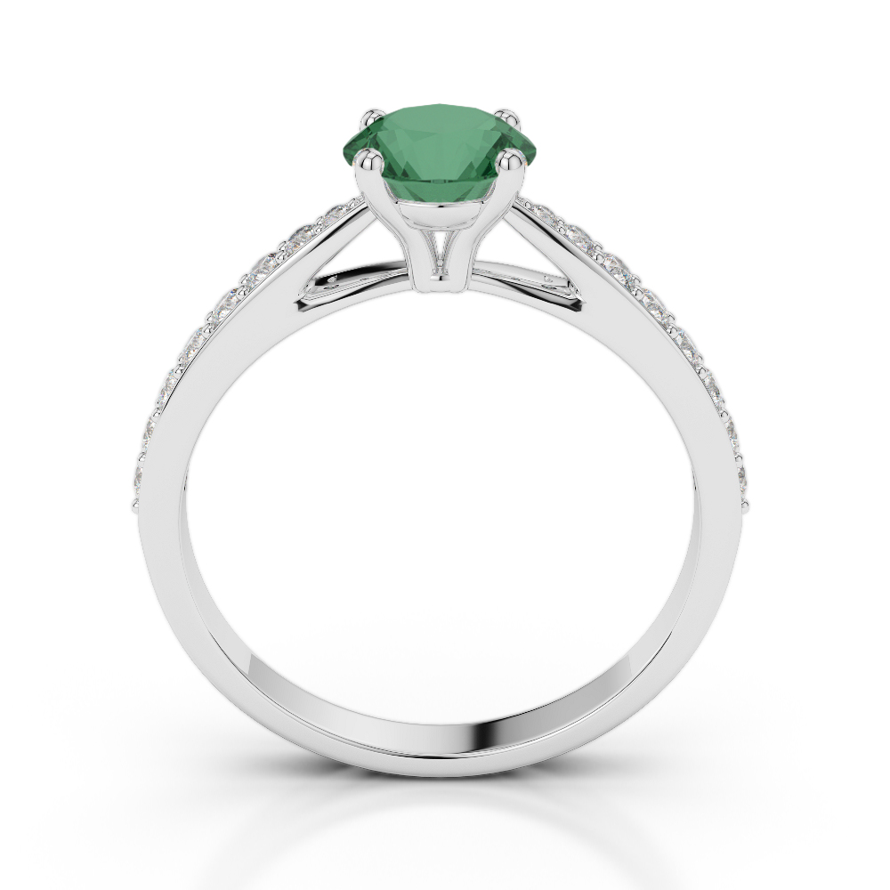 Gold / Platinum Round Cut Emerald and Diamond Engagement Ring AGDR-2032