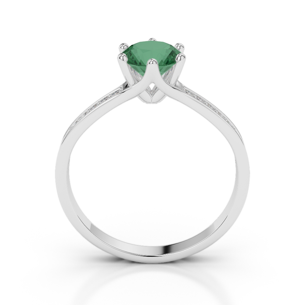 Gold / Platinum Round Cut Emerald and Diamond Engagement Ring AGDR-2050