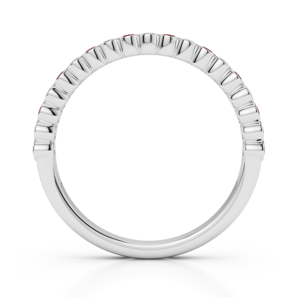 2 MM Gold / Platinum Round Cut Garnet and Diamond Half Eternity Ring AGDR-1101