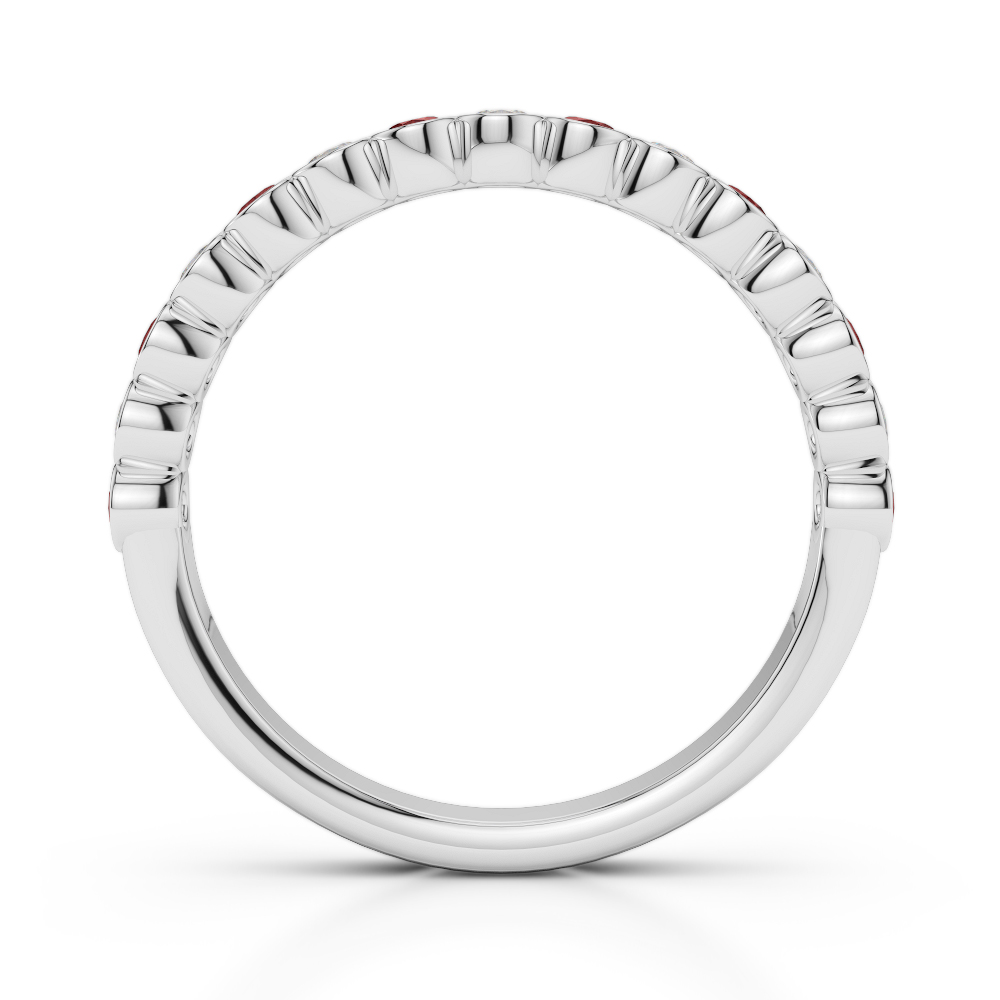 2.5 MM Gold / Platinum Round Cut Garnet and Diamond Half Eternity Ring AGDR-1102