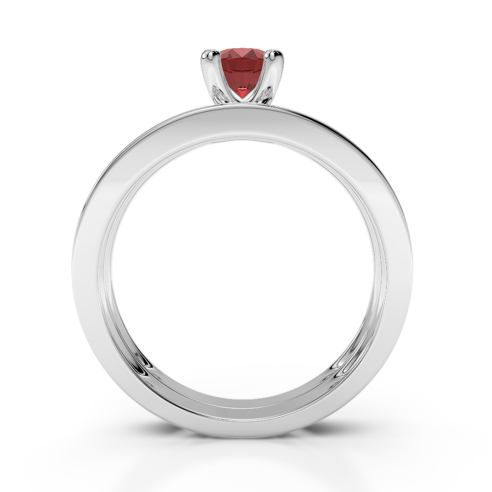 Gold / Platinum Round cut Garnet and Diamond Bridal Set Ring AGDR-1157