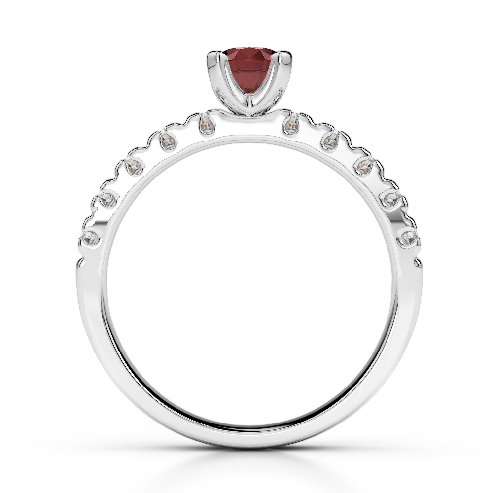Gold / Platinum Round Cut Garnet and Diamond Engagement Ring AGDR-1171