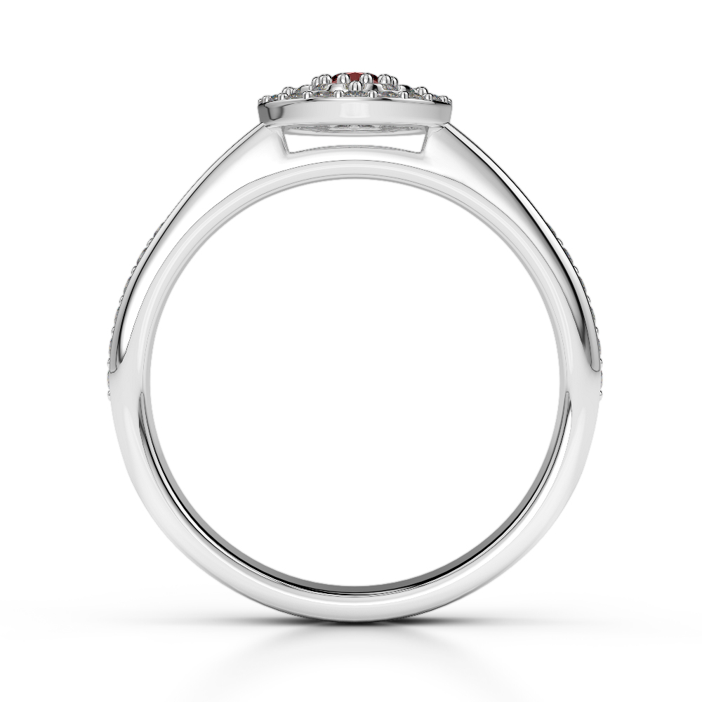 Gold / Platinum Round Cut Garnet and Diamond Engagement Ring AGDR-1188