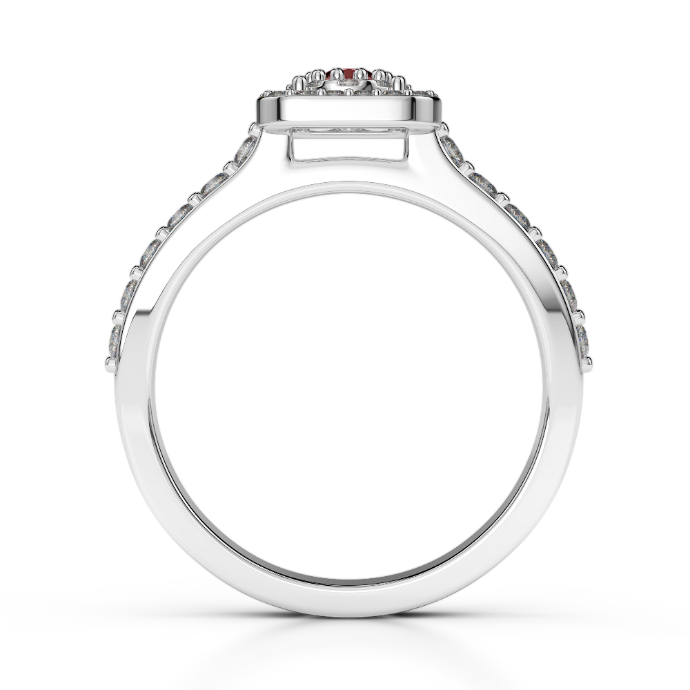 Gold / Platinum Round Cut Garnet and Diamond Engagement Ring AGDR-1189