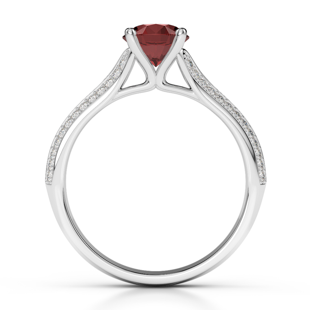Gold / Platinum Round Cut Garnet and Diamond Engagement Ring AGDR-1200