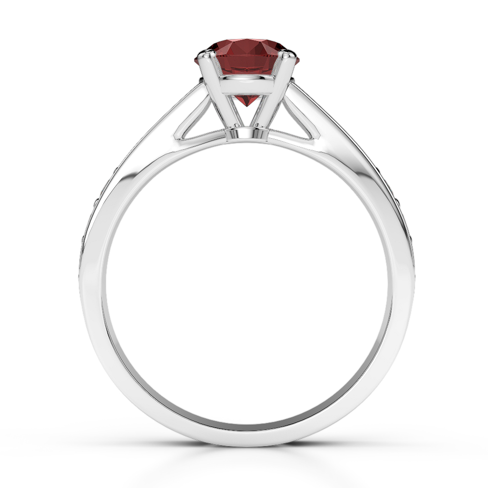 Gold / Platinum Round Cut Garnet and Diamond Engagement Ring AGDR-1202