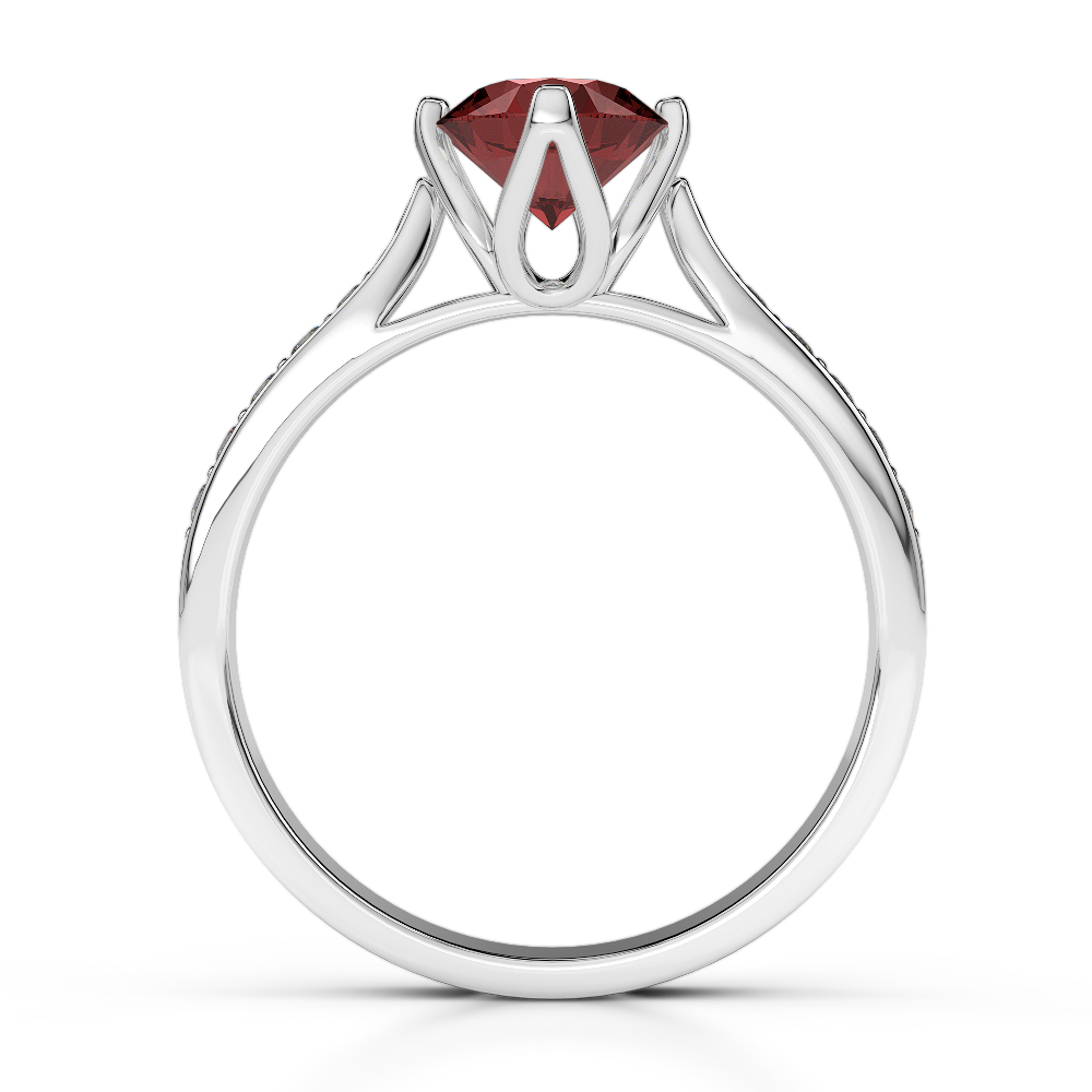 Gold / Platinum Round Cut Garnet and Diamond Engagement Ring AGDR-1204