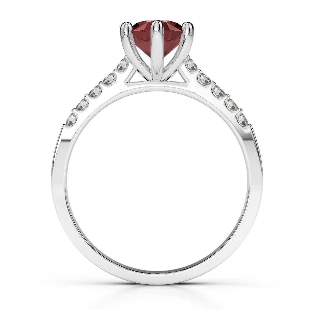 Gold / Platinum Round Cut Garnet and Diamond Engagement Ring AGDR-1208