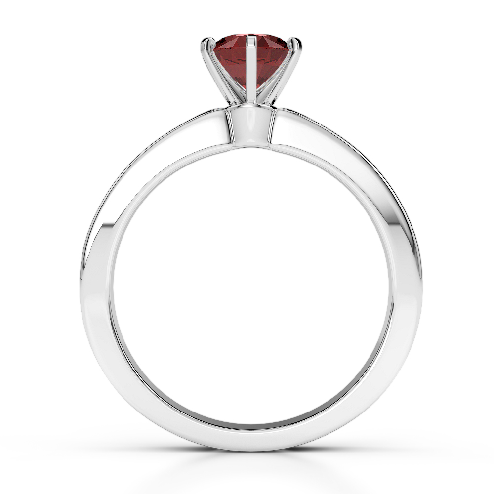 Gold / Platinum Round Cut Garnet and Diamond Engagement Ring AGDR-1214