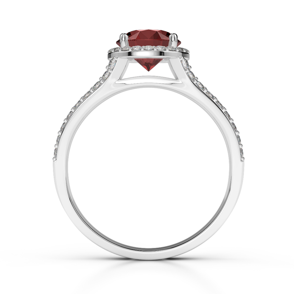 Gold / Platinum Round Cut Garnet and Diamond Engagement Ring AGDR-1220