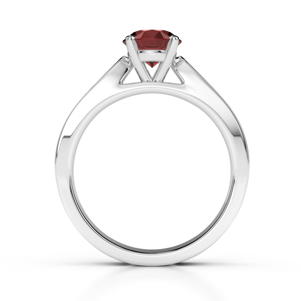 Gold / Platinum Round Cut Garnet and Diamond Engagement Ring AGDR-1221