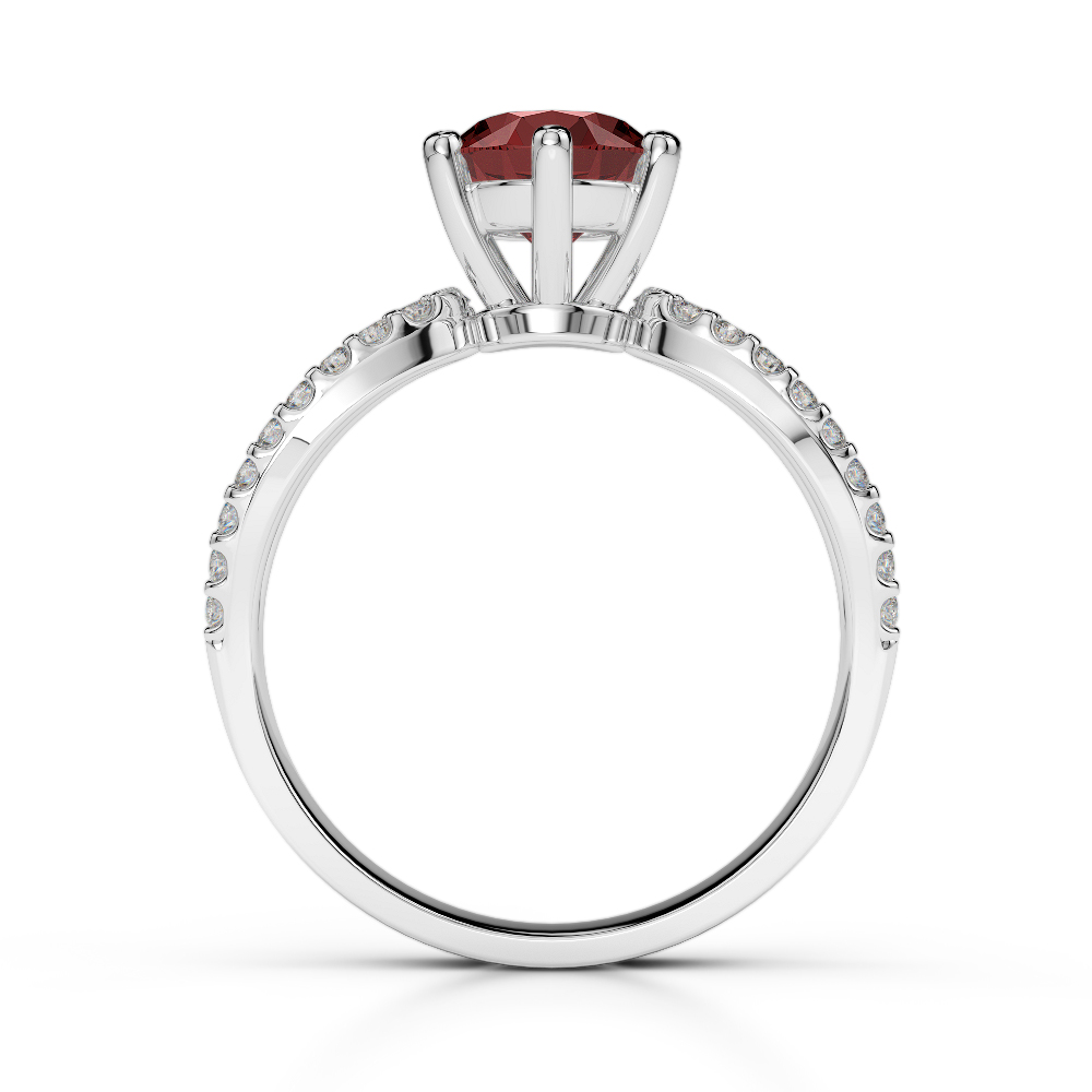 Gold / Platinum Round Cut Garnet and Diamond Engagement Ring AGDR-1223