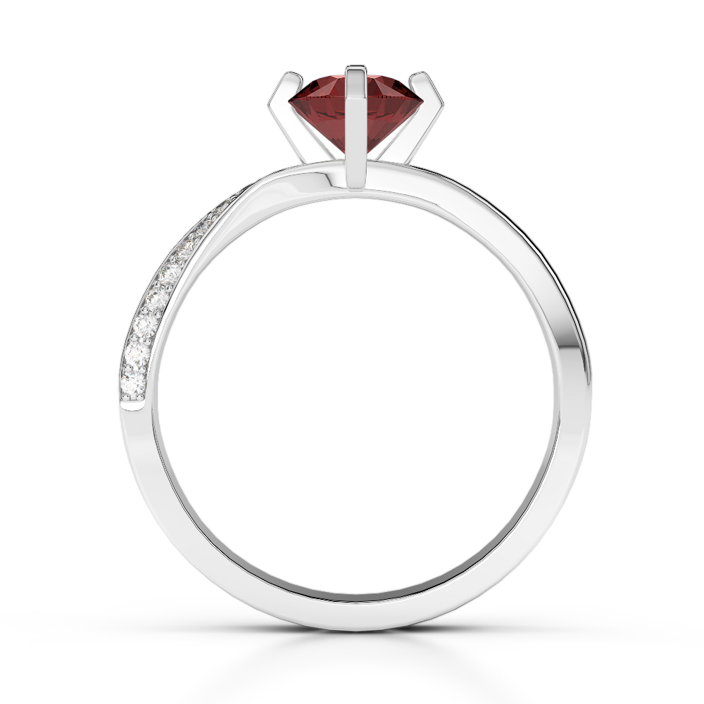 Gold / Platinum Round Cut Garnet and Diamond Engagement Ring AGDR-2002