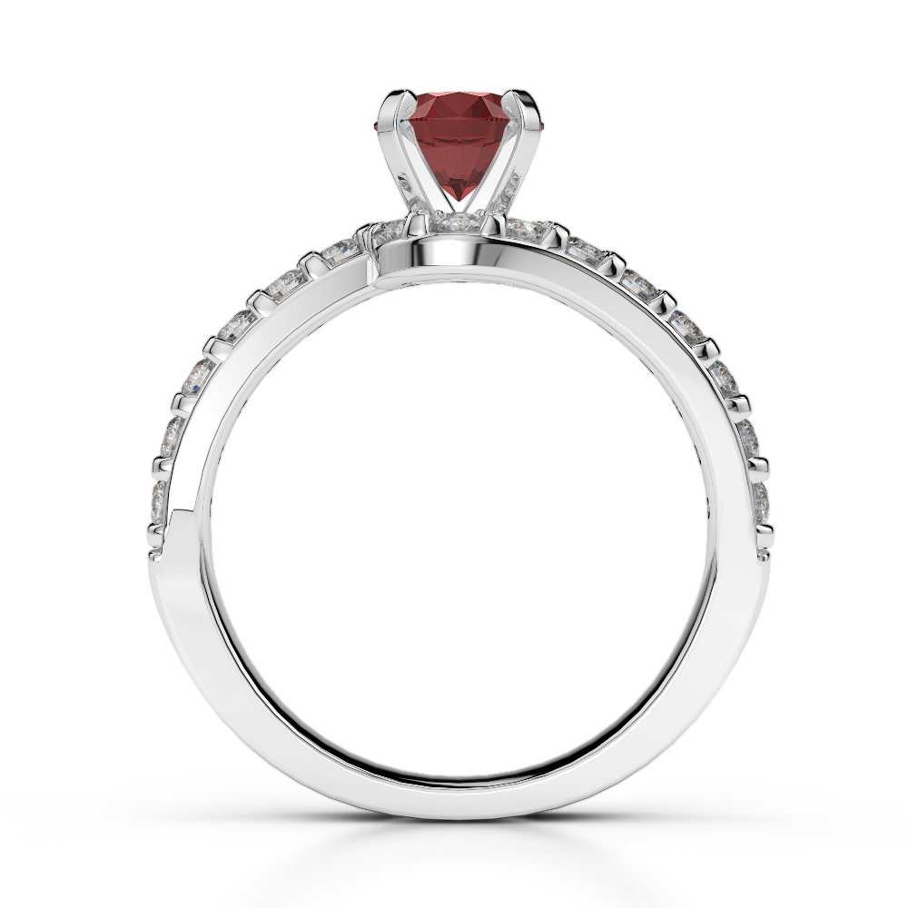 Gold / Platinum Round Cut Garnet and Diamond Engagement Ring AGDR-2004