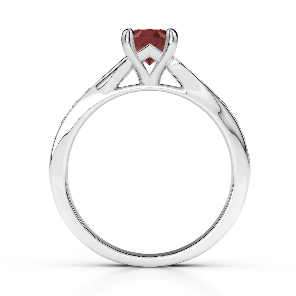 Gold / Platinum Round Cut Garnet and Diamond Engagement Ring AGDR-2012