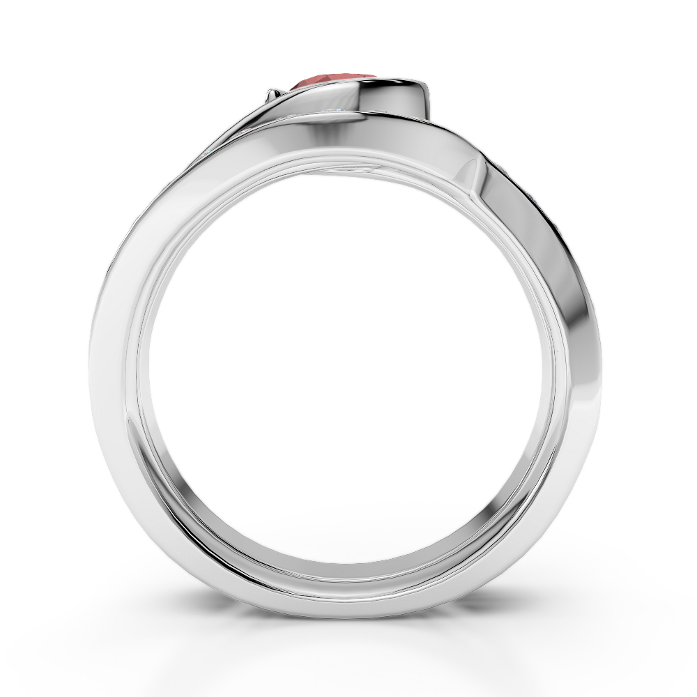 Gold / Platinum Round cut Garnet and Diamond Bridal Set Ring AGDR-2019