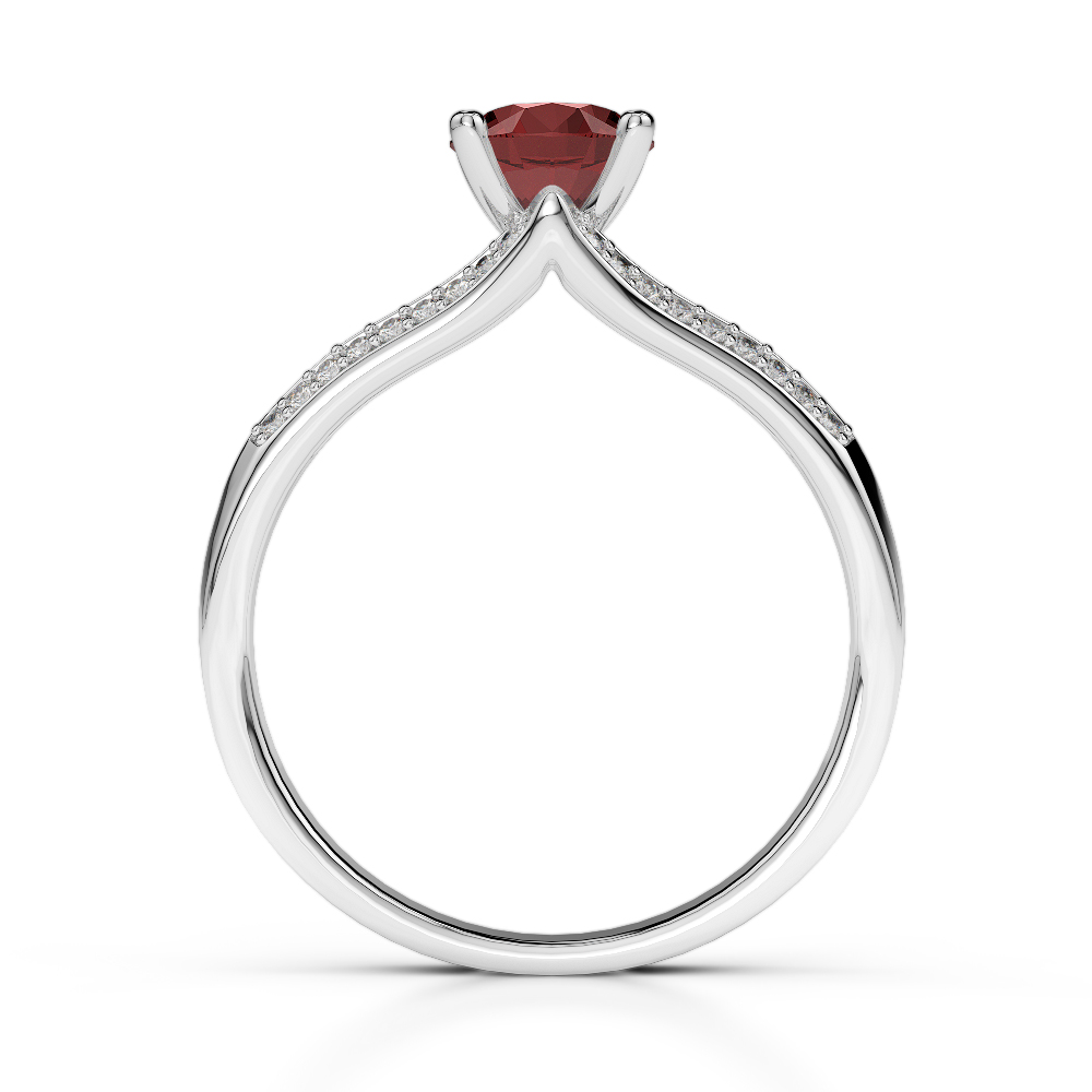 Gold / Platinum Round Cut Garnet and Diamond Engagement Ring AGDR-2038