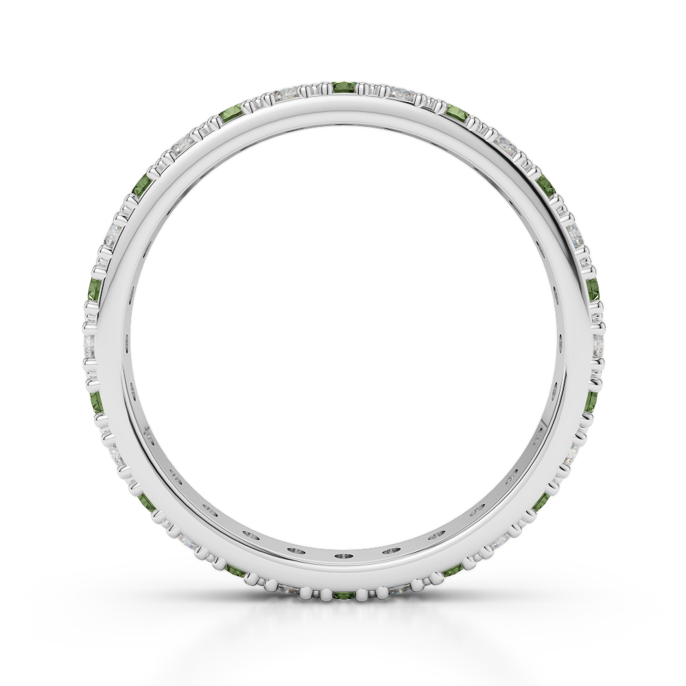 2.5 MM Gold / Platinum Round Cut Green Tourmaline and Diamond Full Eternity Ring AGDR-1127