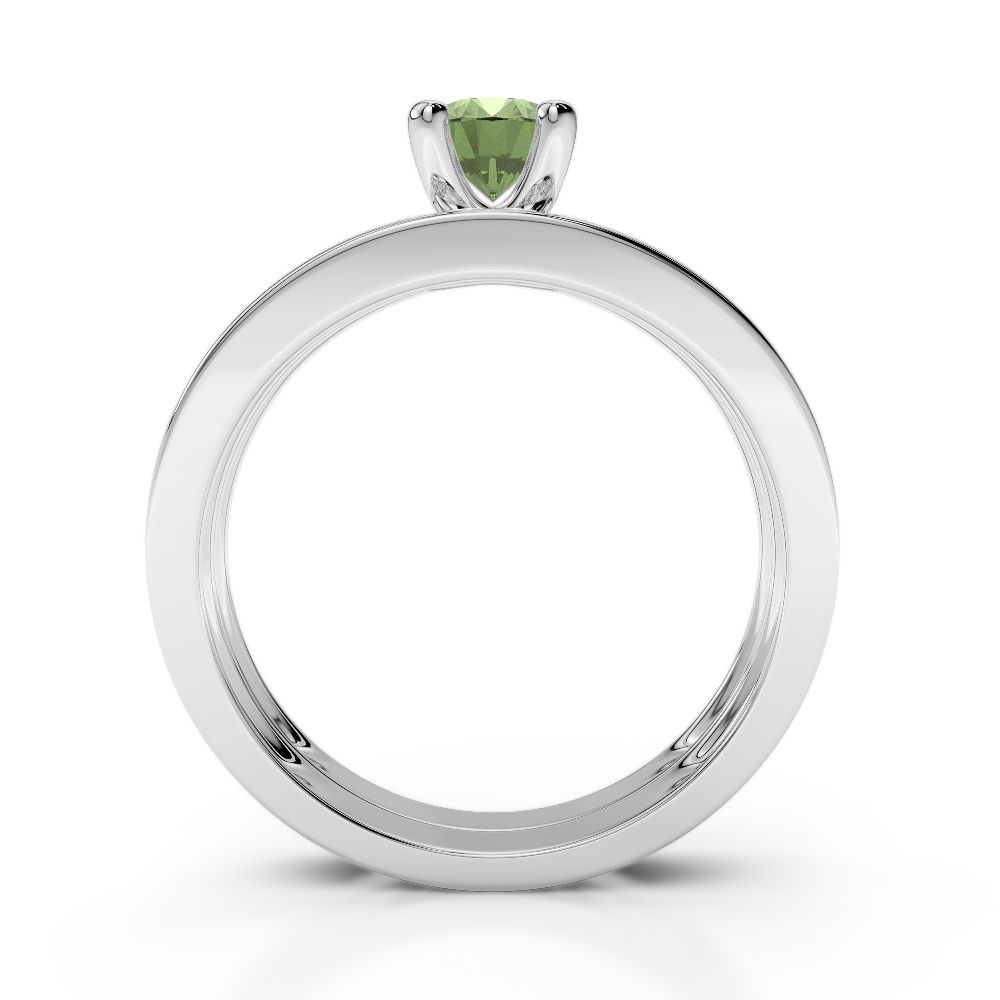 Gold / Platinum Round cut Green Tourmaline and Diamond Bridal Set Ring AGDR-1157