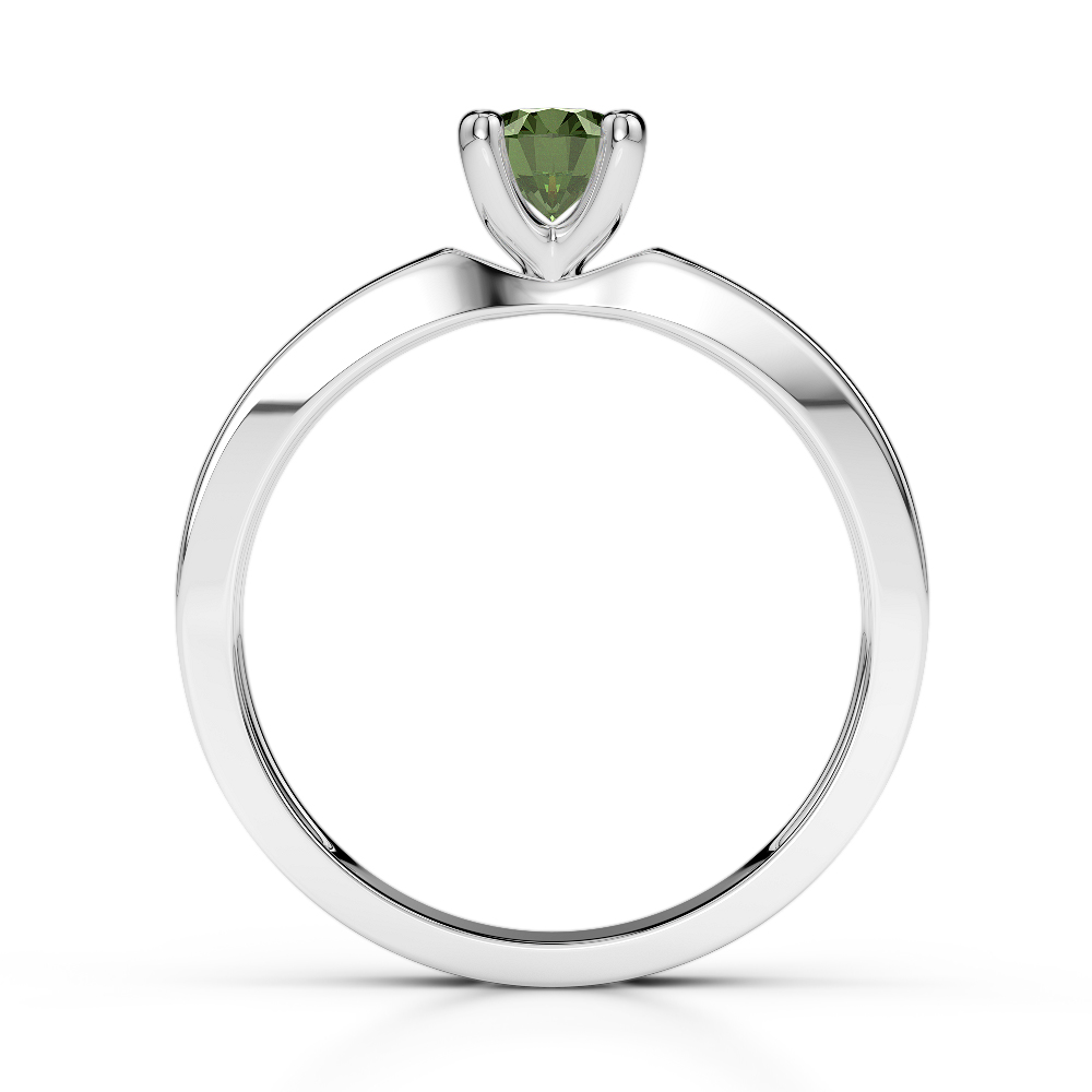 Gold / Platinum Round Cut Green Tourmaline and Diamond Engagement Ring AGDR-1184