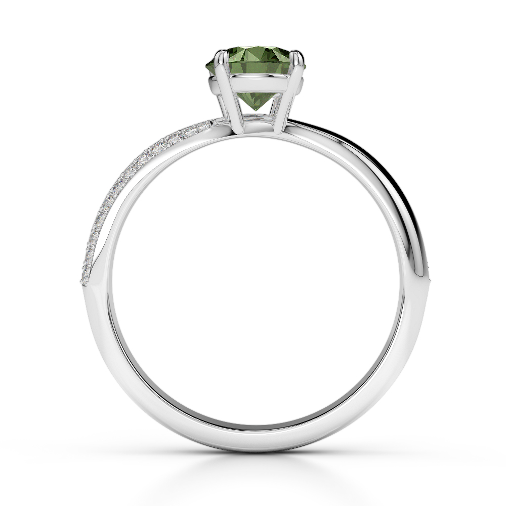 Gold / Platinum Round Cut Green Tourmaline and Diamond Engagement Ring AGDR-2018