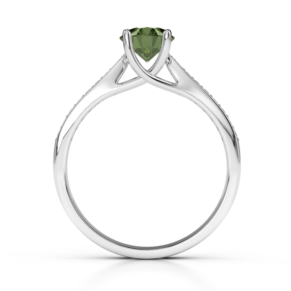Gold / Platinum Round Cut Green Tourmaline and Diamond Engagement Ring AGDR-2054