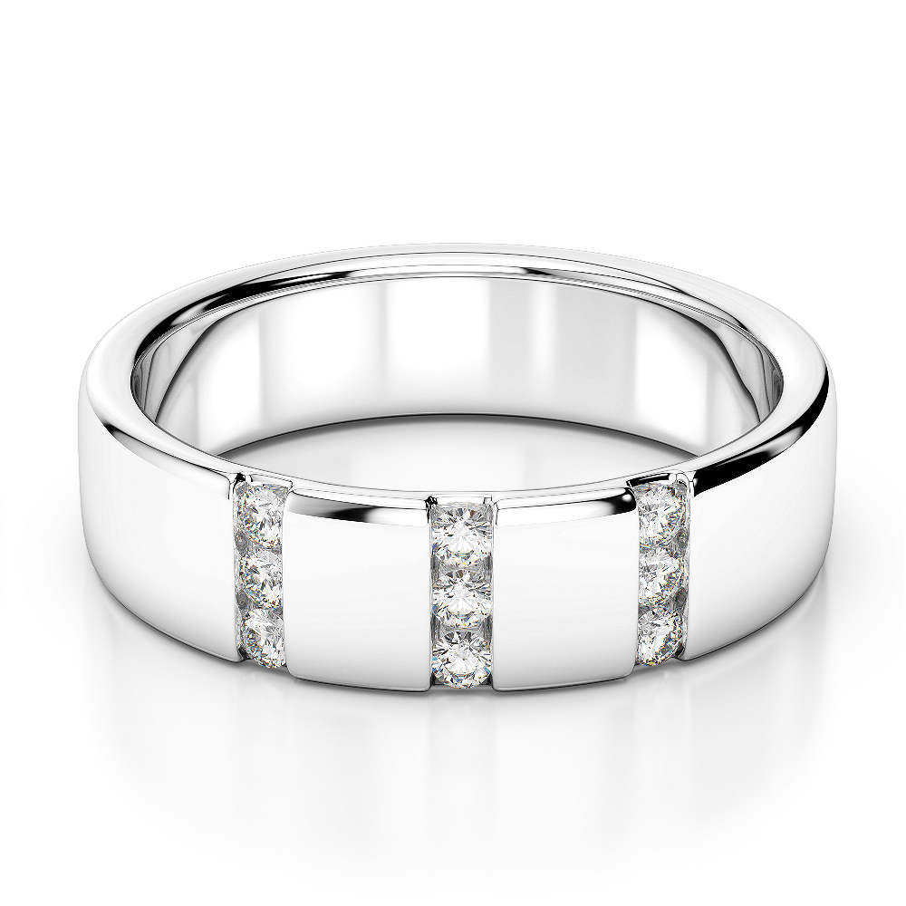 Gold / Platinum Diamond Mens Wedding Ring 5 mm AGDR-1276