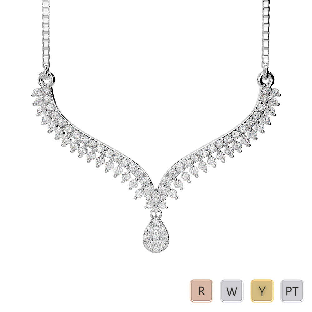Gold / platinum diamond necklace with chain dtn31