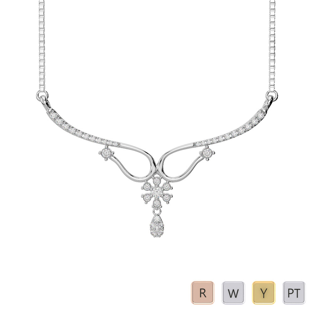 Gold / platinum diamond necklace with chain ims-1639
