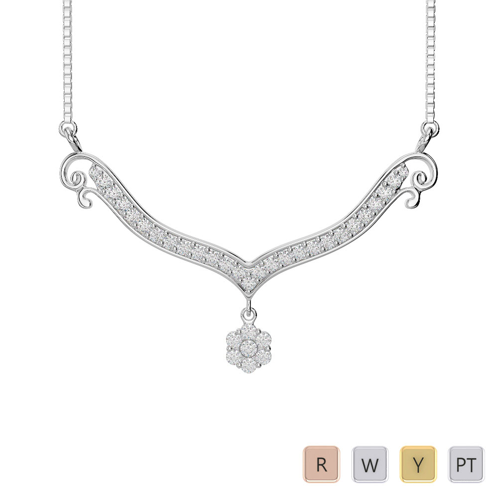 Gold / platinum diamond necklace with chain ims-1748