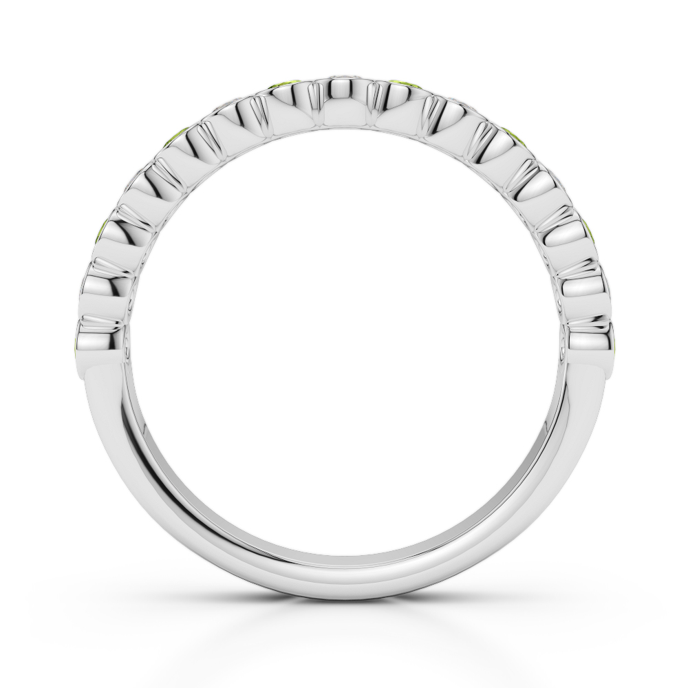 2.5 MM Gold / Platinum Round Cut Peridot and Diamond Half Eternity Ring AGDR-1102