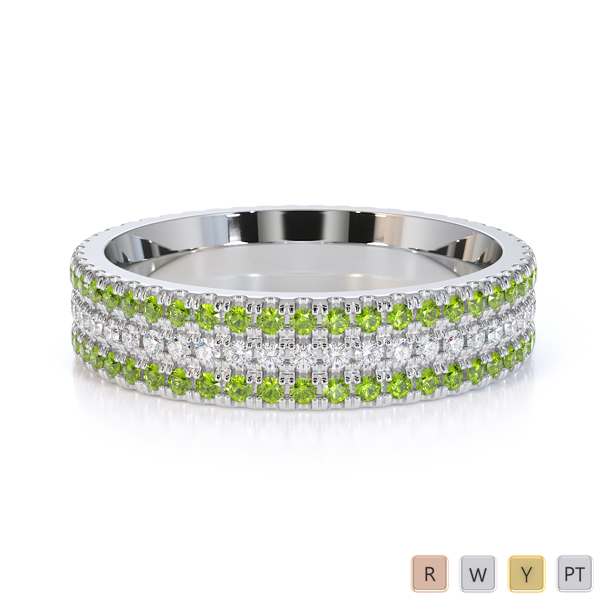Gold / platinum peridot and diamond full eternity ring rz1518