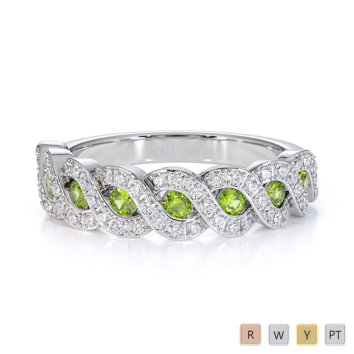 Gold / Platinum Peridot and Diamond Half Eternity Ring RZ1533