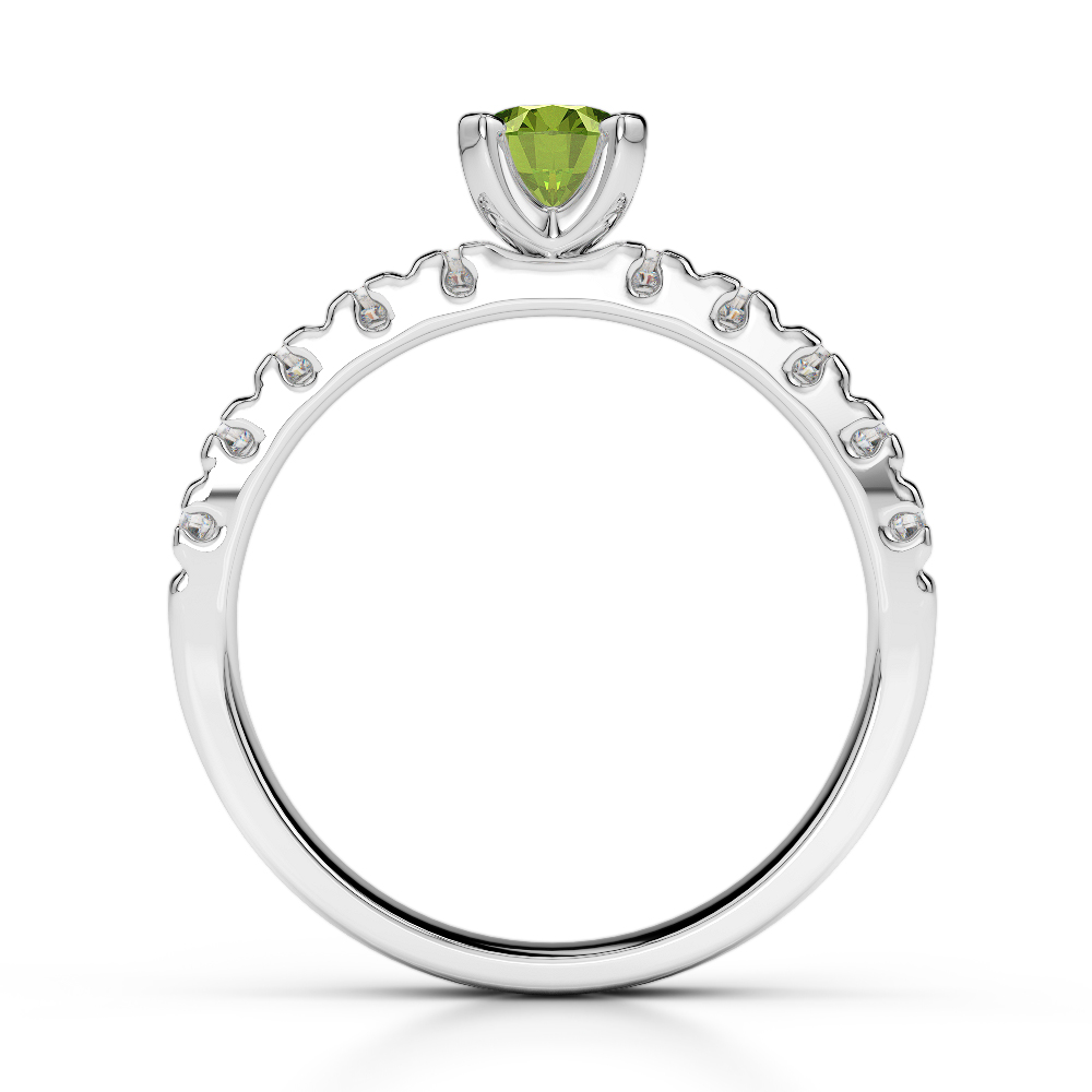 Gold / Platinum Round Cut Peridot and Diamond Engagement Ring AGDR-1171