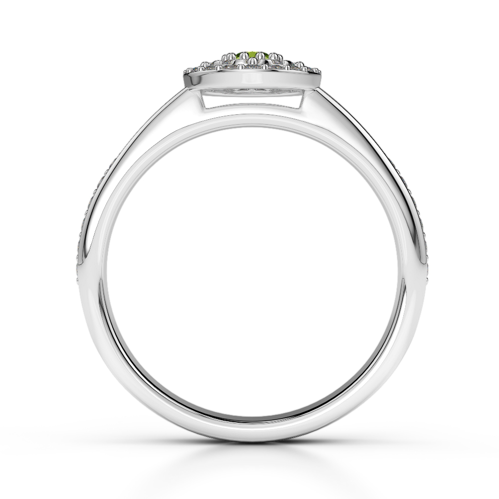 Gold / Platinum Round Cut Peridot and Diamond Engagement Ring AGDR-1188