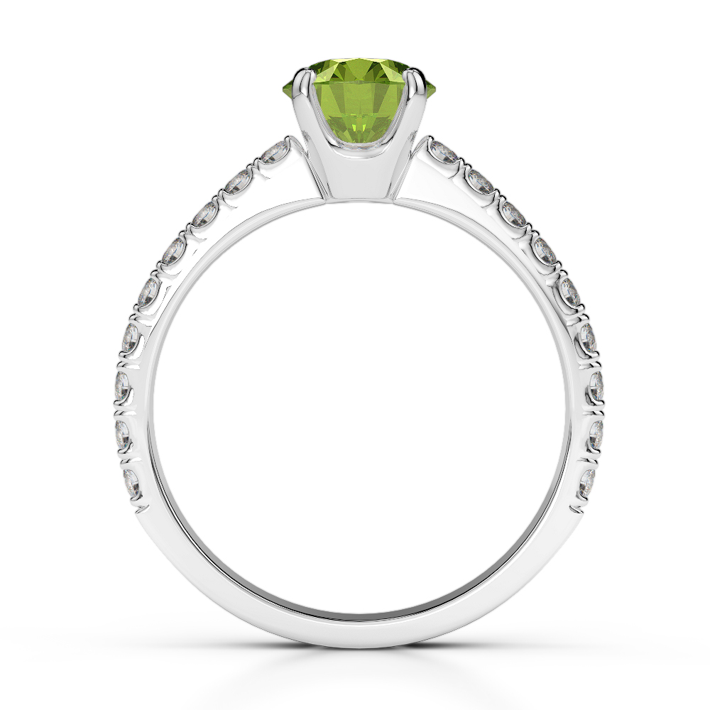 Gold / Platinum Round Cut Peridot and Diamond Engagement Ring AGDR-1201