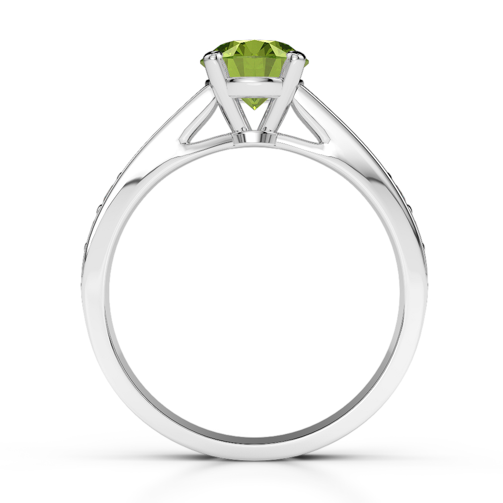 Gold / Platinum Round Cut Peridot and Diamond Engagement Ring AGDR-1202
