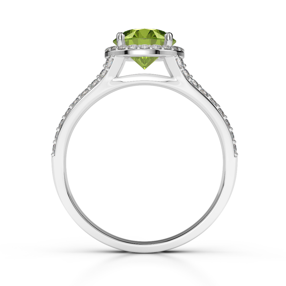 Gold / Platinum Round Cut Peridot and Diamond Engagement Ring AGDR-1220