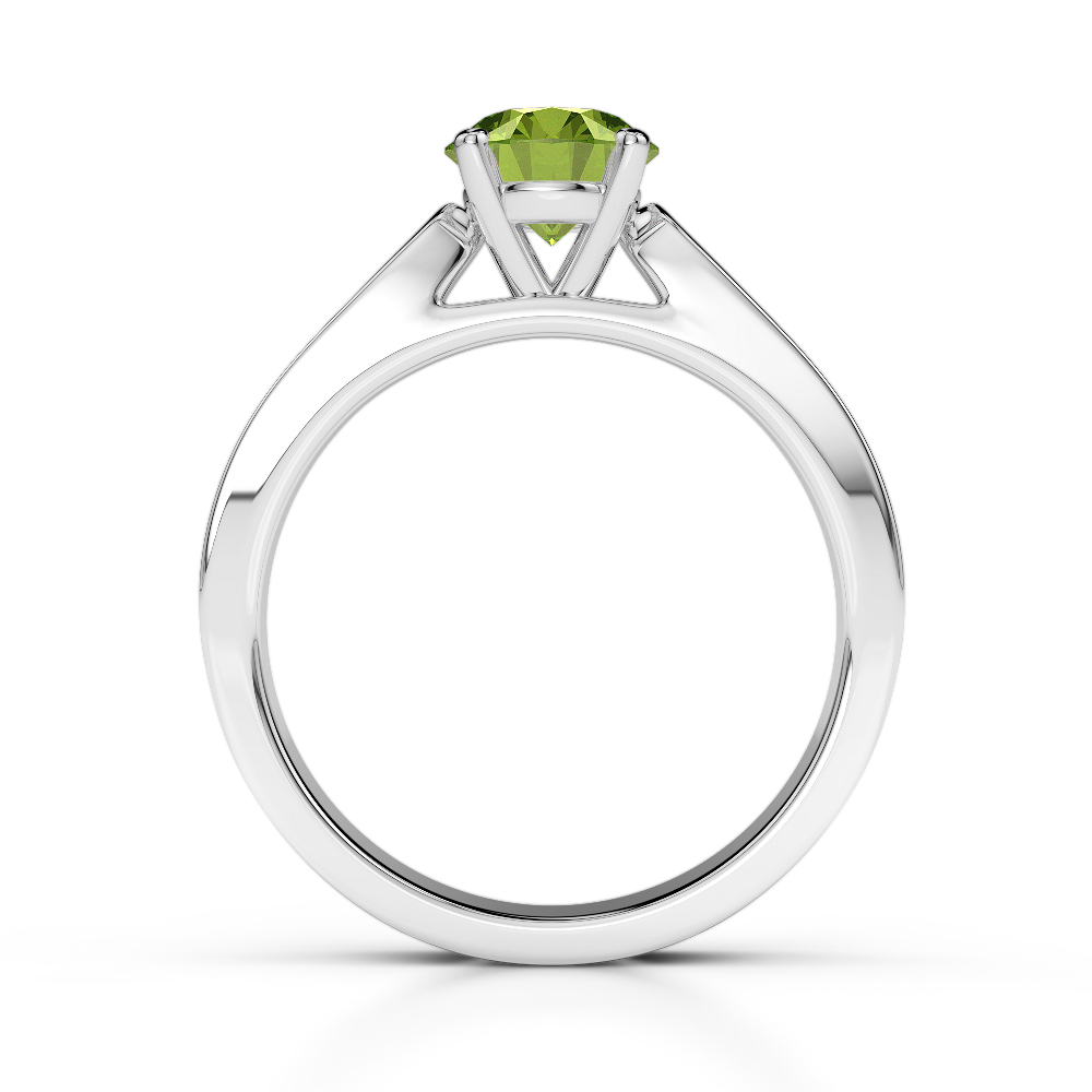 Gold / Platinum Round Cut Peridot and Diamond Engagement Ring AGDR-1221