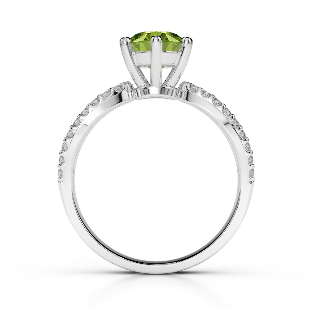 Gold / Platinum Round Cut Peridot and Diamond Engagement Ring AGDR-1223