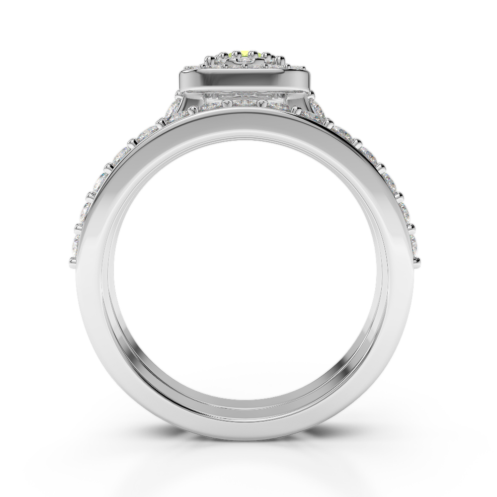 Gold / Platinum Round cut Peridot and Diamond Bridal Set Ring AGDR-1246