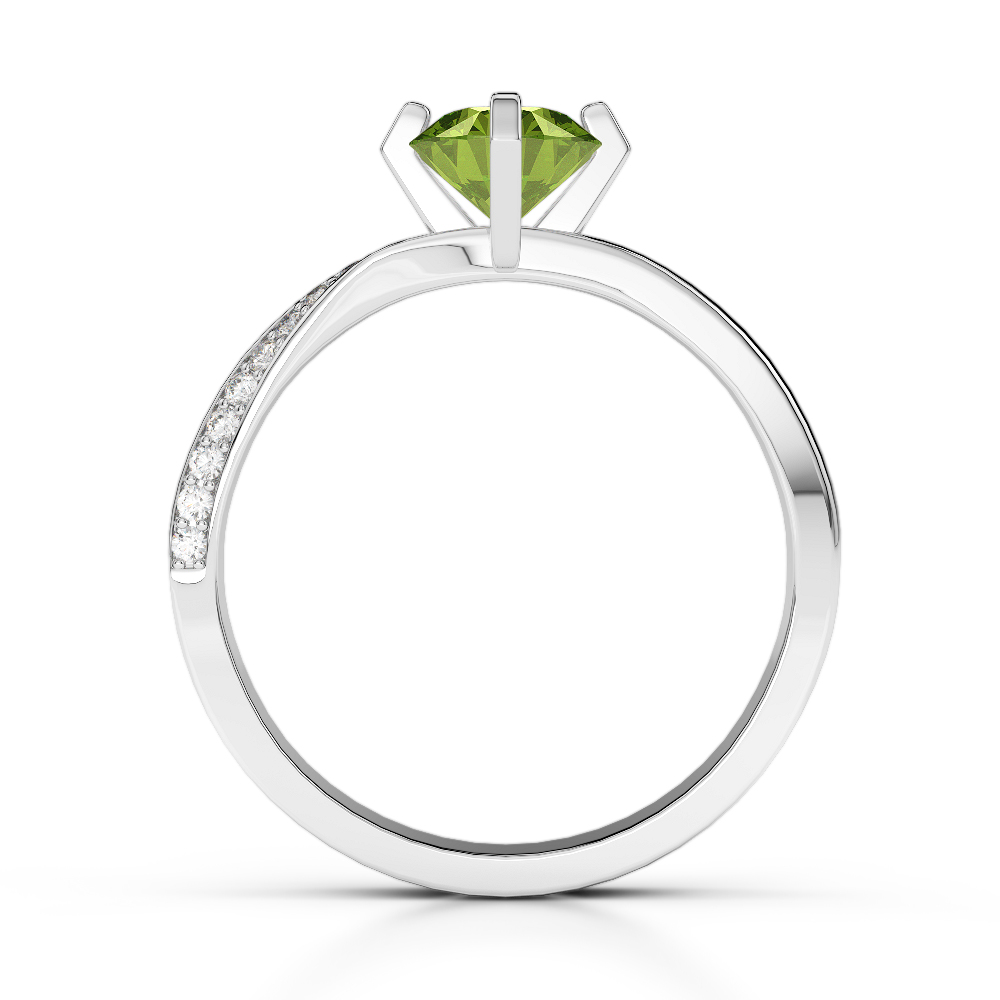 Gold / Platinum Round Cut Peridot and Diamond Engagement Ring AGDR-2002