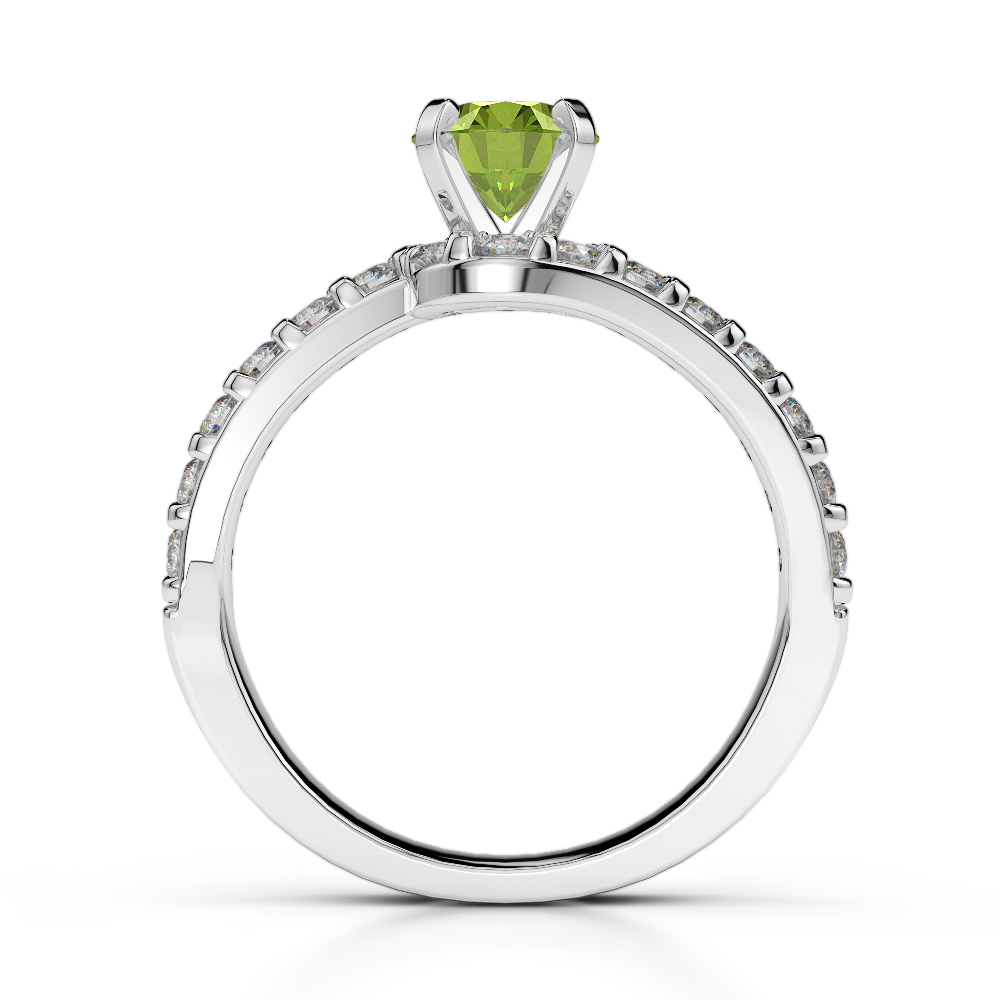 Gold / Platinum Round Cut Peridot and Diamond Engagement Ring AGDR-2004
