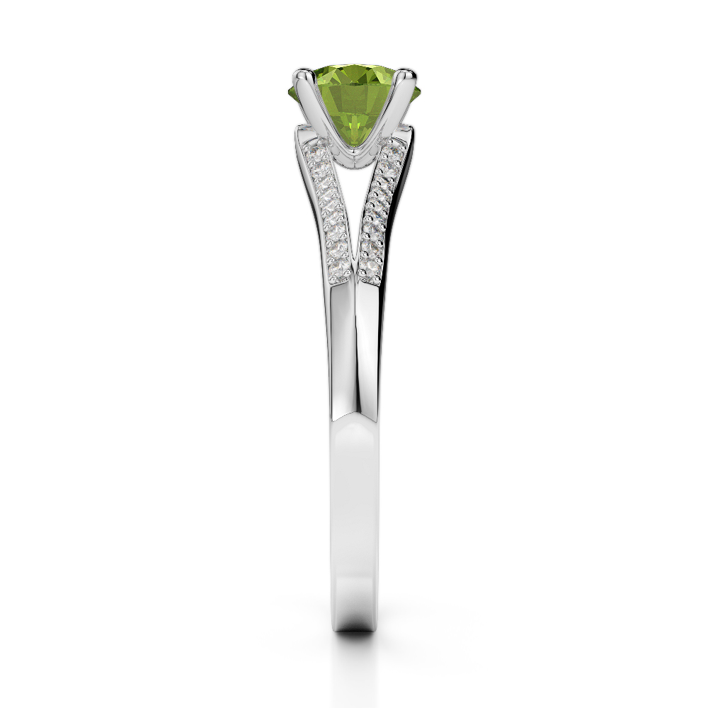 Gold / Platinum Round Cut Peridot and Diamond Engagement Ring AGDR-2038