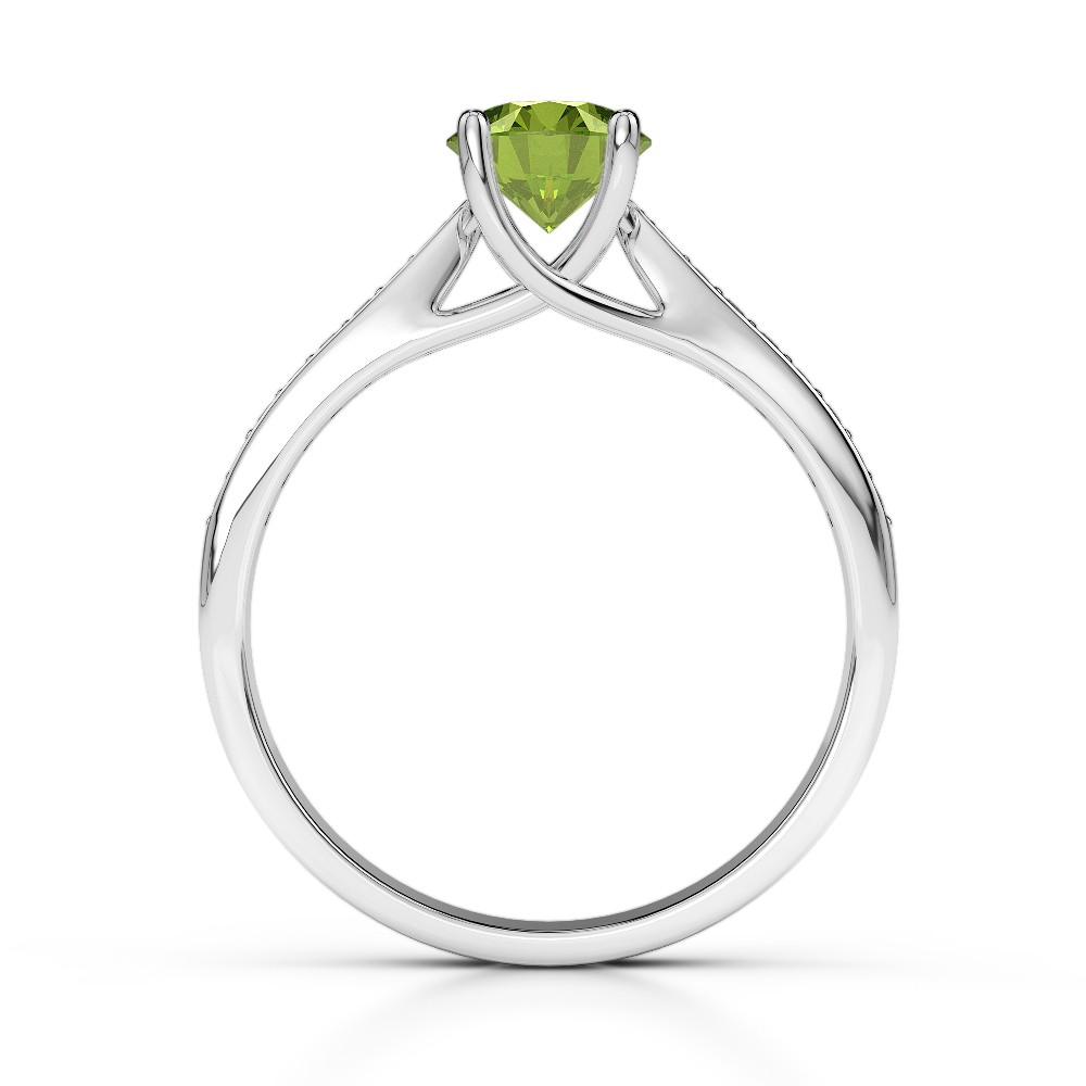 Gold / Platinum Round Cut Peridot and Diamond Engagement Ring AGDR-2054