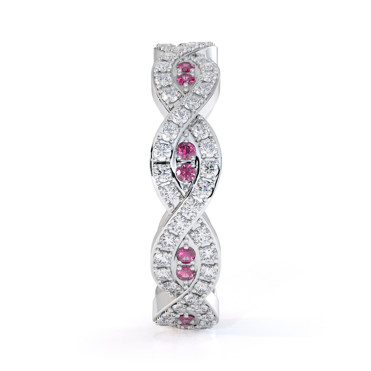 Gold / Platinum Pink Sapphire and Diamond Full Eternity Ring RZ1498