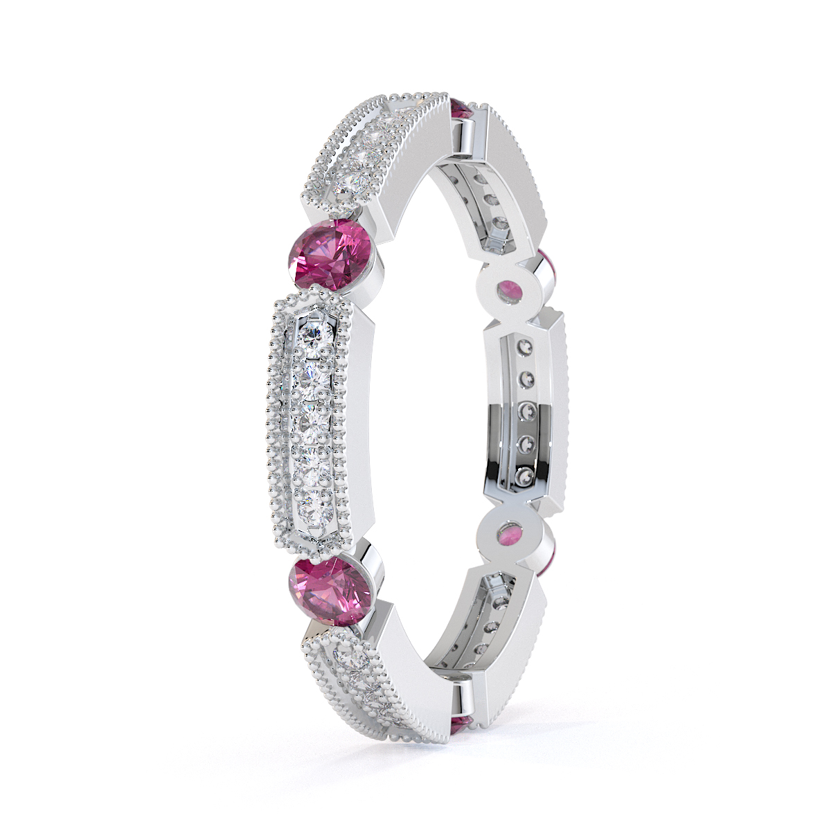 Gold / Platinum Pink Sapphire and Diamond Full Eternity Ring RZ1500