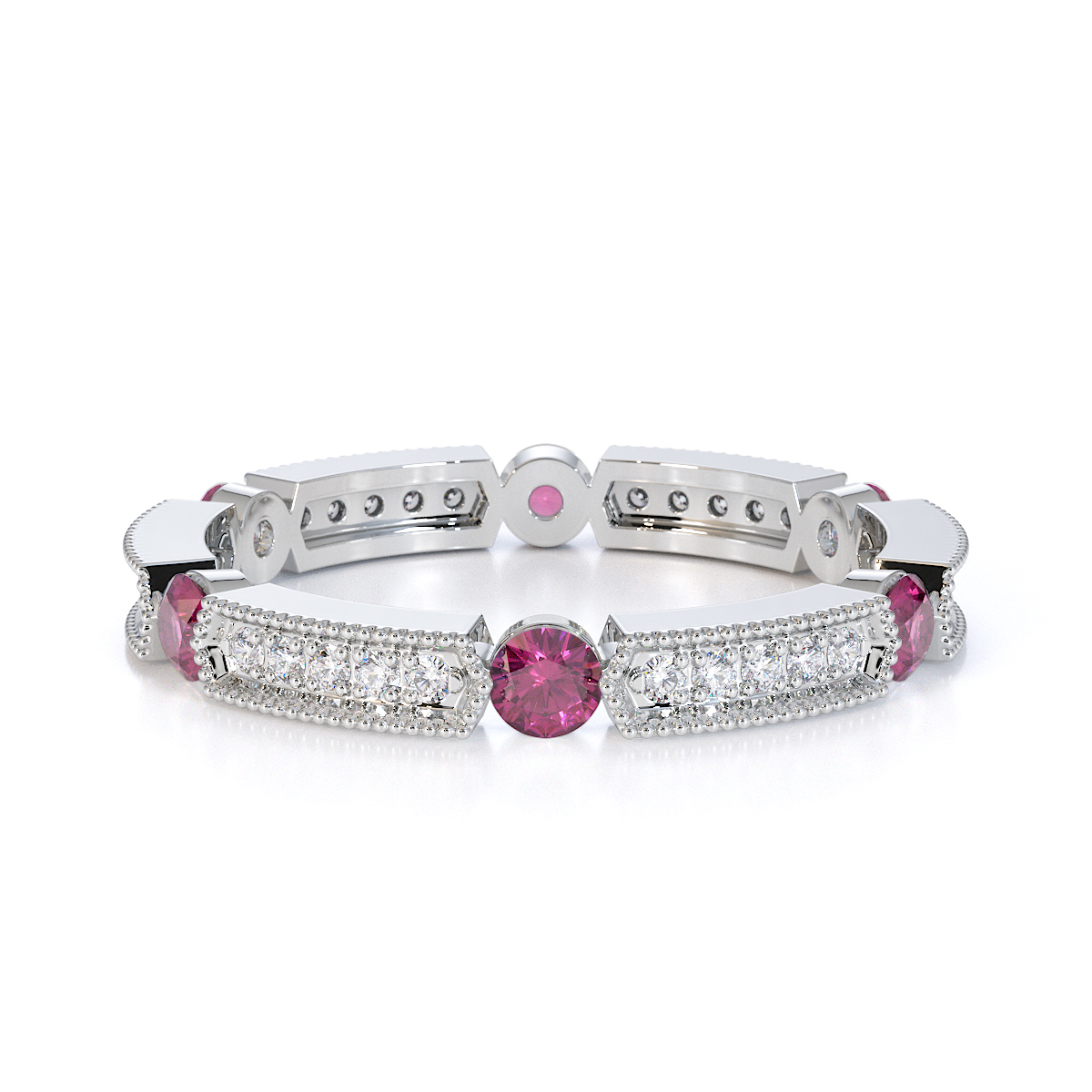 Gold / Platinum Pink Sapphire and Diamond Full Eternity Ring RZ1500