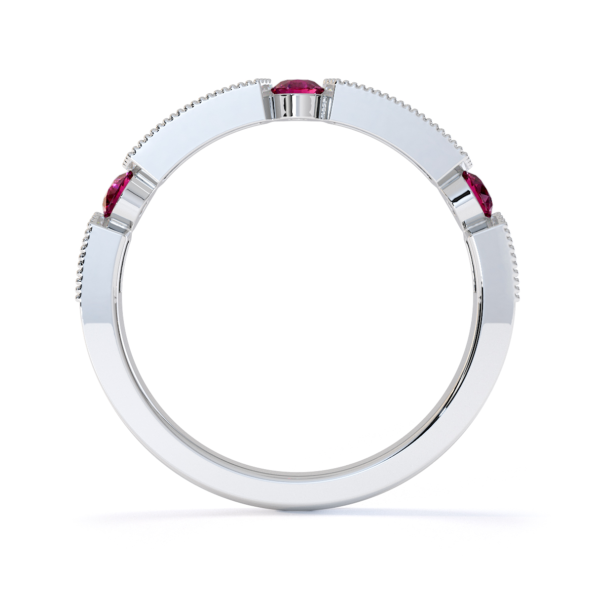 Gold / Platinum Pink Sapphire and Diamond Half Eternity Ring RZ1501