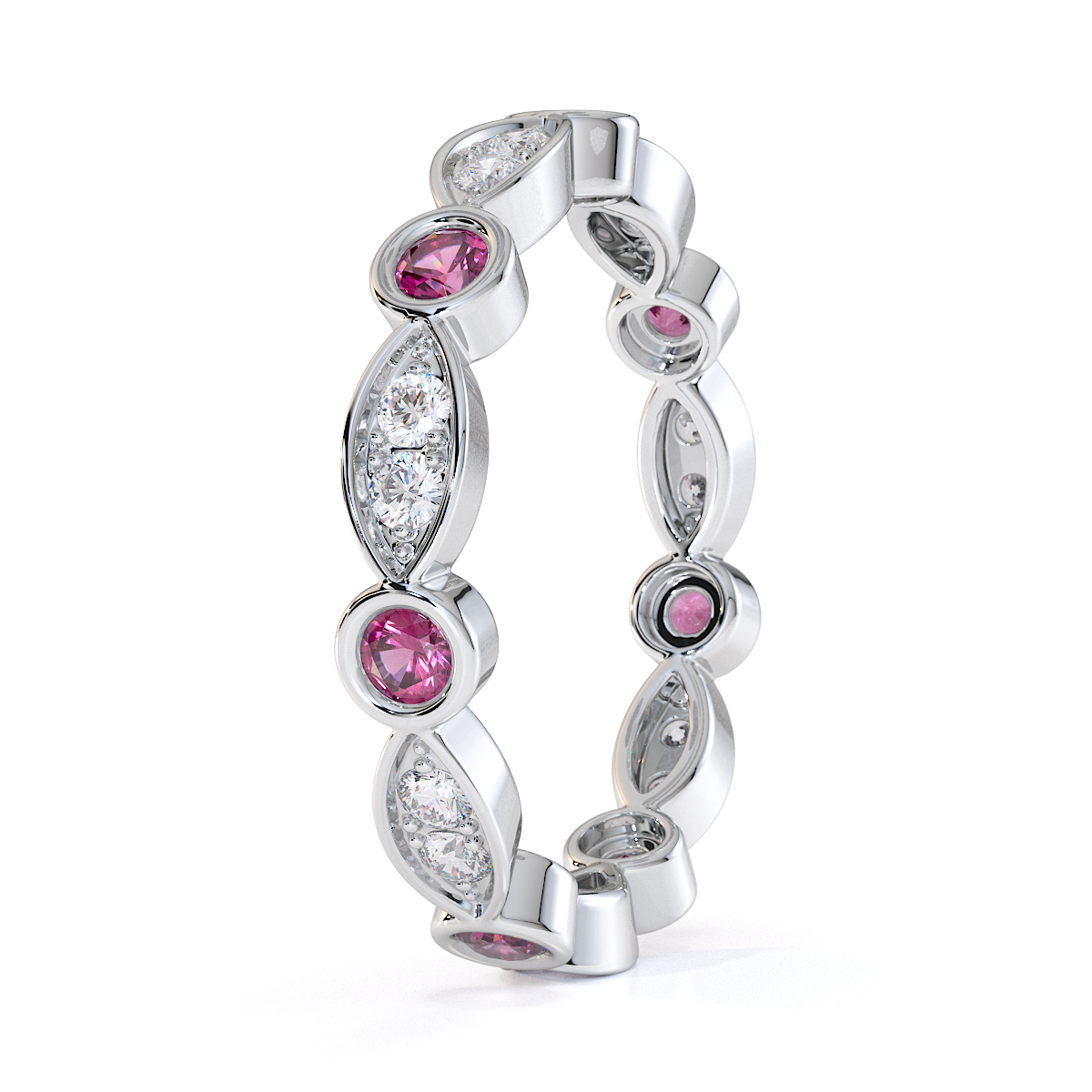 Gold / Platinum Pink Sapphire and Diamond Full Eternity Ring RZ1510